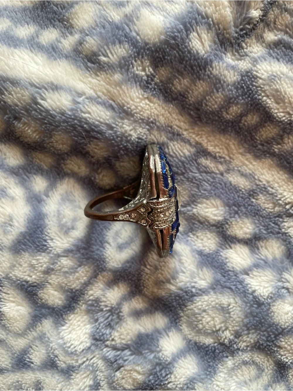 Blue Crystal Square Statement Ring - Women Jewelry